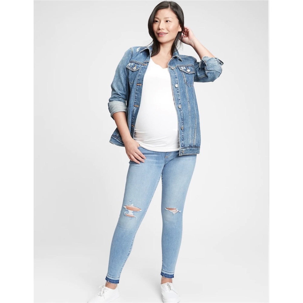 Gap Maternity Full Panel Destructed Legging Jeans Womens Size 12 31 Regular